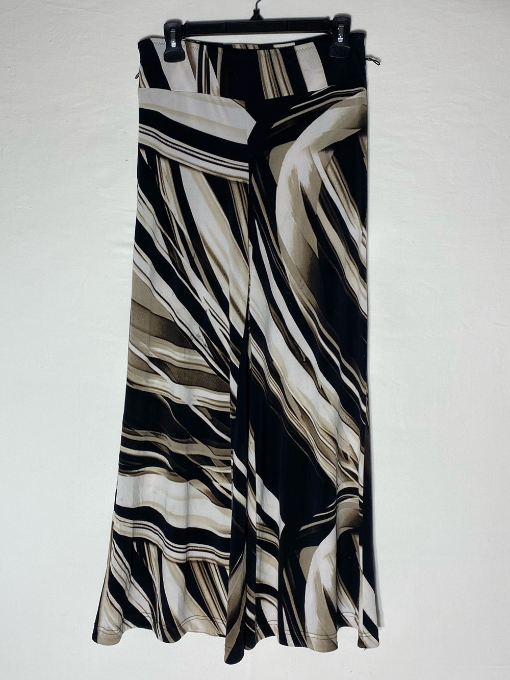 Joseph Ribkoff Abstract Swirl Wide Leg Palazzo Pants Black Taupe Knit Canada 2